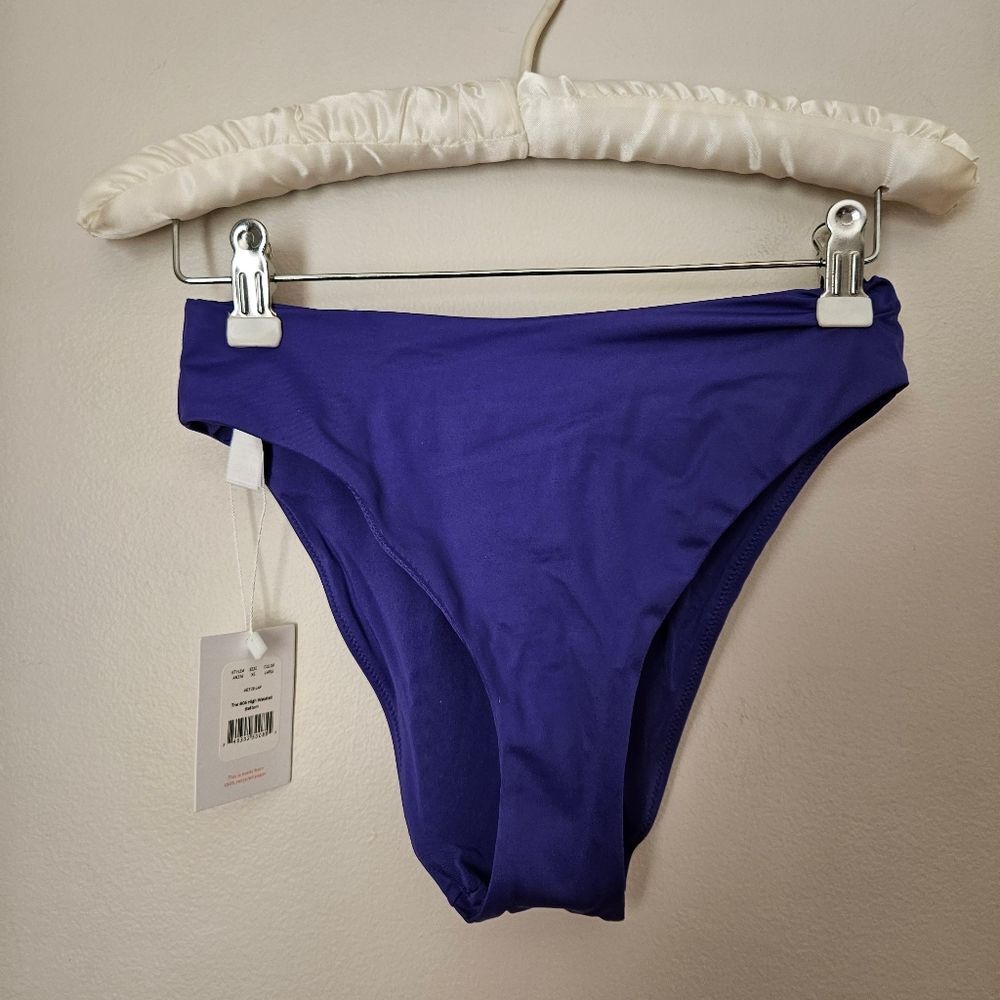 Andie Swim Bottoms Bikini The 90s High Waisted Lapis Purple Beach Vacation Solid - Picture 12 of 12